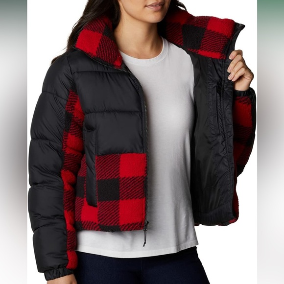 NWT Columbia Women’s Medium Leadbetter Point Sherpa Hybrid Cropped Puffer Jacket - Picture 5 of 7